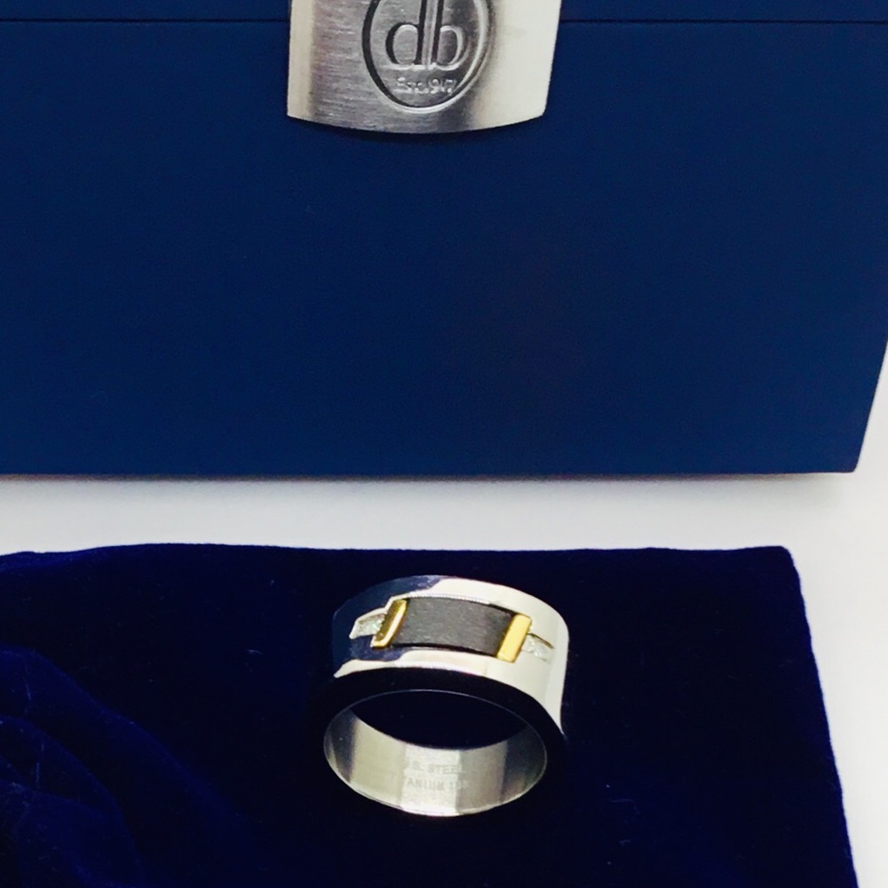 Gents Stainless Steel and Diamond Ring